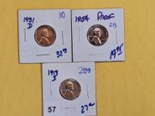 1931-D, 1954 Proof and 1913-S Wheat cents