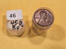 Old, half-roll of Uncirculated 1945-D Wheat cents