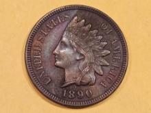 1890 Indian Cent in About Uncirculated ++