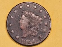 Better Date 1824 Coronet Head Large Cent