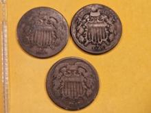 Three 2-Cent pieces