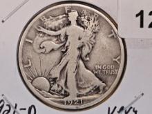 ** KEY DATE ** 1921-D Walking Liberty Half Dollar in Very Good