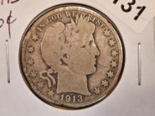 * Semi-key 1913 Barber Half Dollar