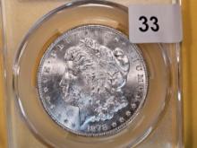 CAC 1878-S Morgan Dollar in Mint State 62
