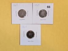 1865, 1867 and 1865 Three Cent Nickels