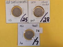 1866, 1869, and 1870 Shield Nickels