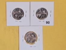 Three Brilliant Uncirculated West Point Mint 2019 Washington Quarters