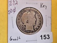 Key Date 1892 Barber Half Dollar