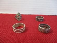 Mixed Estate Sterling Silver Rings-Lot of 4-C