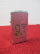 1973 Zippo Lincoln Meat Co. with Abe Lincoln Likeness Slim Advertising Lighter