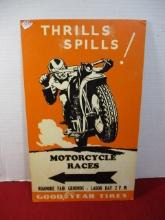 Goodyear Tires Motorcycle Races Cardstock Advertising Sign