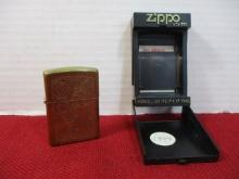 Zippo Solid Brass Engraved "Greg" Monogram Lighter and Case