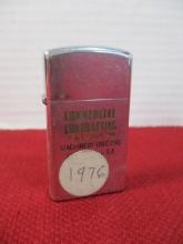 1976 Zippo Commercial Contracting Slim Advertising Lighter
