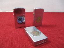 1970's Zippo Astrology Signs Advertising Slim Lighters-Lot of 3