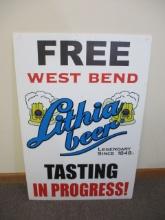 West Bend Lithia Beer Corrugated Advertising Sign