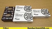 Federal, Sig Sauer 9MM Ammo. 190 Rds. in Total; 40 Rds.- 124 Gr PUNCH, HP. 150 Rds-124 Gr JHP. . (70