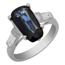 14k White Gold 3.90ct Sapphire 0.54ct Diamond Ring