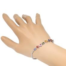 14K White Gold Setting with 4.55ct Multi-color Sapphire and 2.07ct Diamond Bracelet
