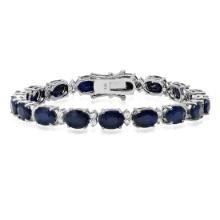 18K White Gold 22.18ct Sapphire and 1.22ct Diamond Bracelet