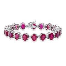 14k White Gold 33.98ct Ruby and 1.20ct Diamond Bracelet