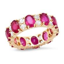 14K Yellow Gold Setting with 6.5ct Ruby and 1.22ct Diamond Band