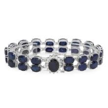 14K Gold 52.29ct Sapphire 0.65ct Diamond Bracelet