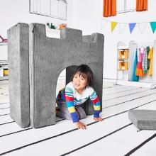 Yourigami Kids & Toddler Play Castle, Playroom Couch Add-On Set, Mountain Gray, Retail $200.00