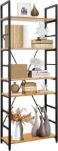 NovoDomus 5 Tier Adjustable Tall Wood Bookshelf, 61.5", Color: Gold-Tone, Retail $75.00