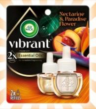 Air Wick Vibrant Plug in Scented Oil Refill, 2ct, Nectarine & Paradise Flower