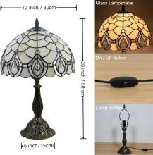 Amora Tiffany Style Table Lamp, 20 Inch Tall, W/Stained Glass Crystal Shade, Retail $150.00