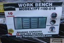 Steelman 7' 10 drawer work bench( HAS SHIPPING DAMAGE)
