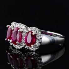 2.13 ctw Ruby and 0.41 ctw Diamond 14K White Gold Ring