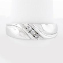 Men's Keepsake 14k White Gold 0.10 ctw Diamond Diagonal Channel Wedding Band Rin