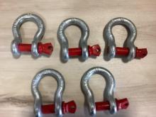 (Inv.203) 5 - New Unused Diggit 3/4" Pin Anchor Shackles