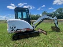 2002 BOBCAT 331 CAB MINI EX WITH THUMB AND BUCKET AND REAR PUSH BLADE, S: 2