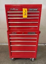 RED CRAFTSMAN BALL BEARING 10 DRAWER TOP AND BOTTOM ROLLER TOOL CHEST
