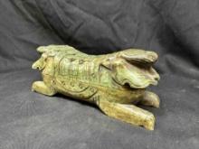 Solid Carved Jade Chinese Dragon box 4.6lb