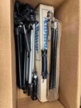 4 Vintage tripods with Accessories Albinar, Sunpark, more