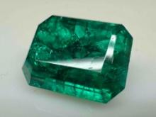 Astonishing 10.9ct Vivid Green Emerald cut Emerald Mega Glow