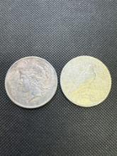 2x 1922 Silver Peace Dollars 90% Silver Coins