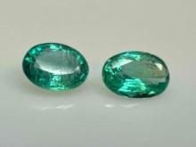 Pair of Oval Cut Panjshir Emerald Gemstone from Afganistan 1.26ct Total