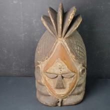 African carved wodden mende bundu/helmet orgin Guinea coast