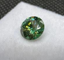 GRA Brilliant Round Cut Green Moissanite Gemstone 0.95ct