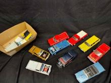 9 Vintage Model Toy Cars with Parts