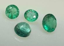 4 Round Cut Emerald Gemstones .53ct Total