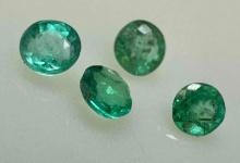4 Round Cut Emerald Gemstones .42ct Total