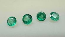 4 Brilliant Cut Emerald Gemstones .58ct Total