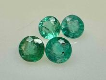 4 Brilliant Cut Emerald Gemstones .68ct Total