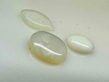 3 White Opal Cabochon Gemstones 1.4ct Total