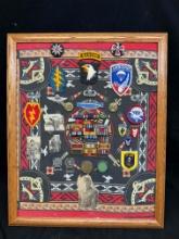 Framed Collage Patches Medals Airborne Ranger 18x22